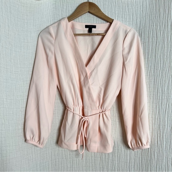 J.Crew Pale Pink Faux Wrap Top with Tie Waist size 0 - Picture 2 of 5